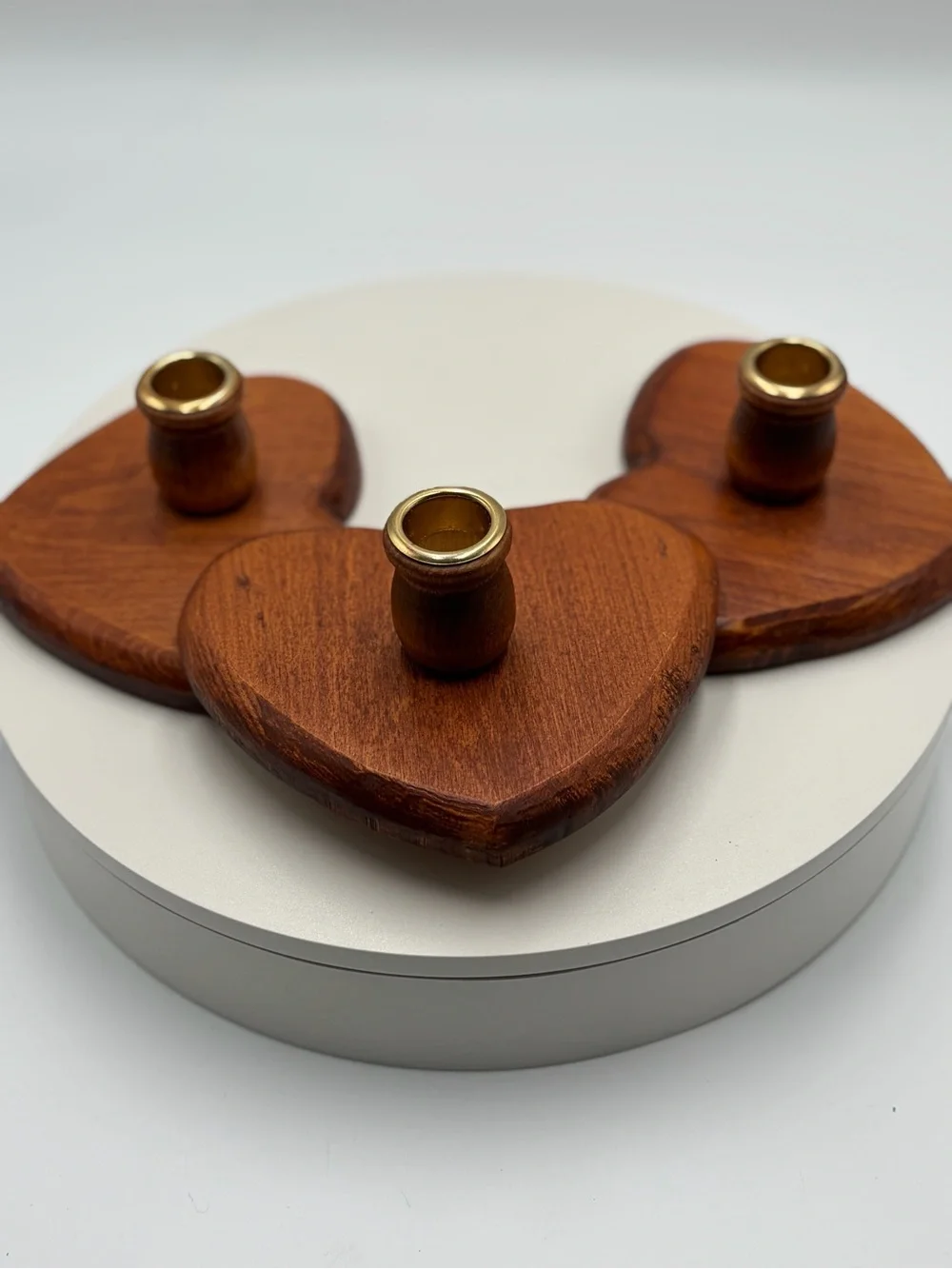 Wooden Heart Wall Candle Holder - Brown